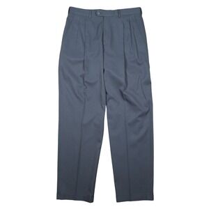 John Henry Mens Gray Pleated Front Micro Denier‎ Polyester Dress Pants 34x32